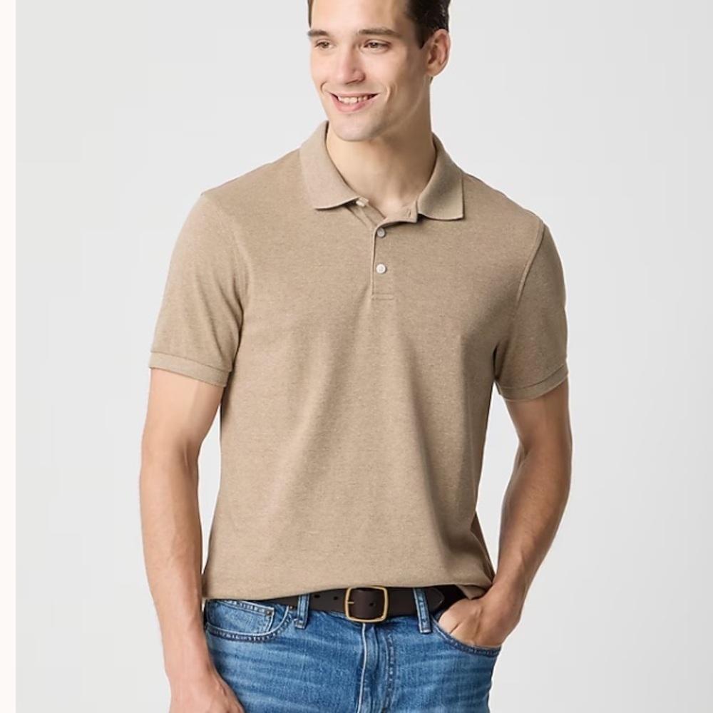 J crew Soft-touch polo shirt heather dark flax